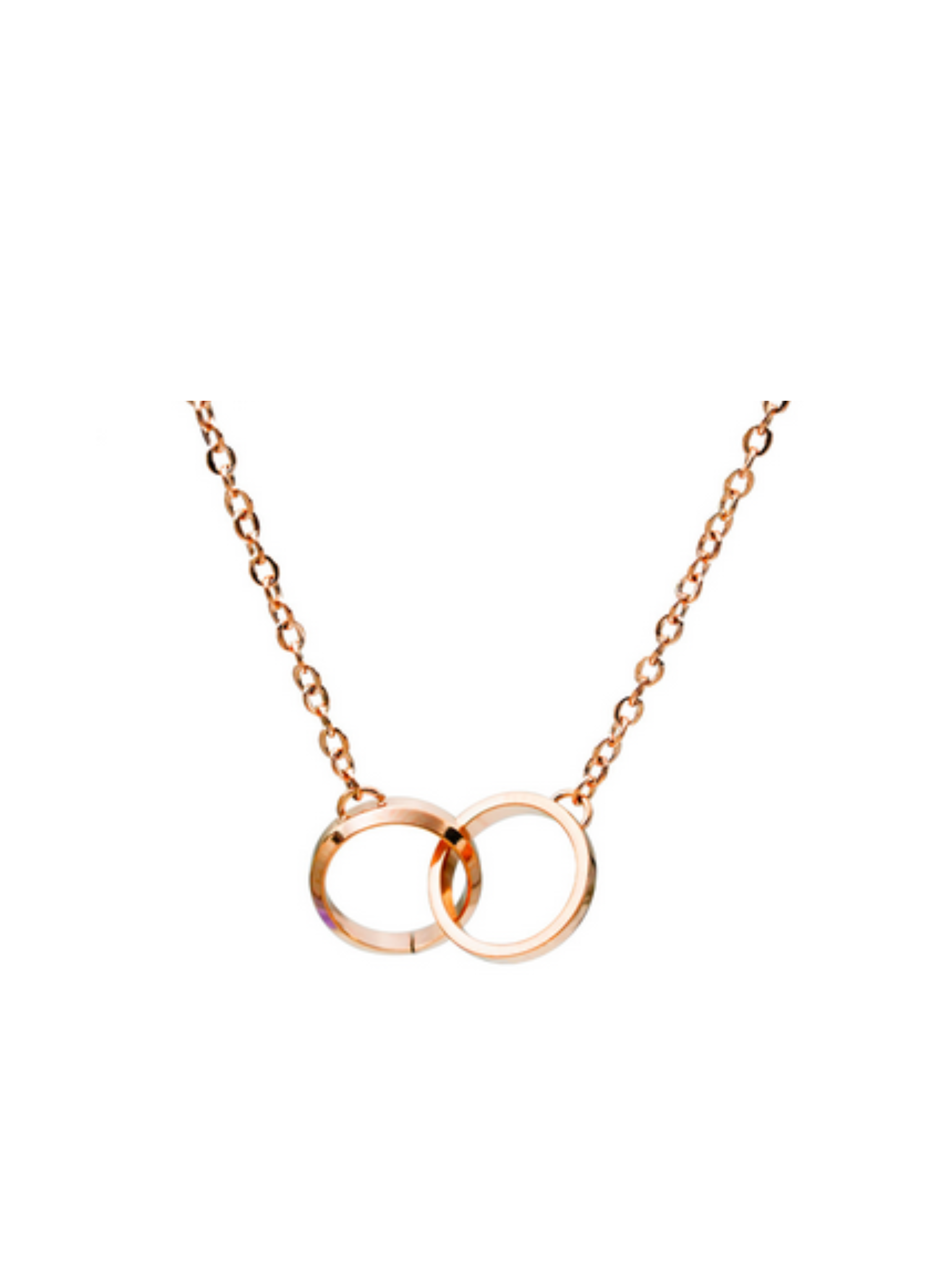 Well Double Ring Rose Gold Necklace
